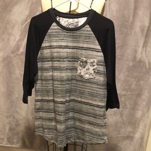 Three quarter sleeve striped t shirt